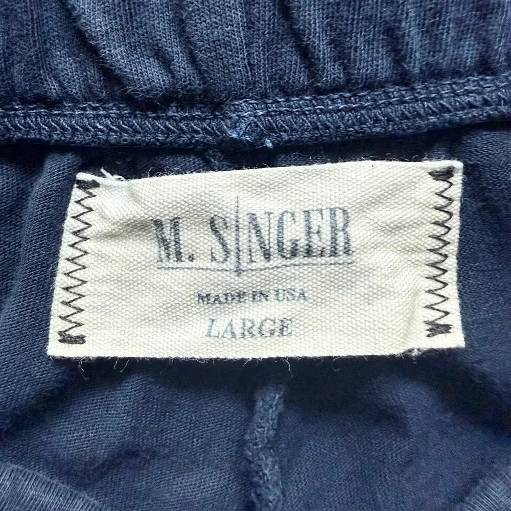M. Singer Lounge Shorts Men's Large Made in USA Blue Drawstrings Cotton Gymcore